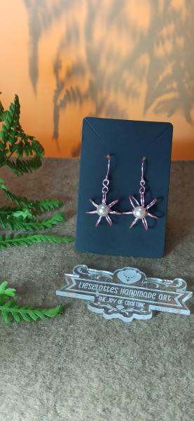 Ohrhänger Kupfer Blüte mit Glasperle Rosa/Rosa